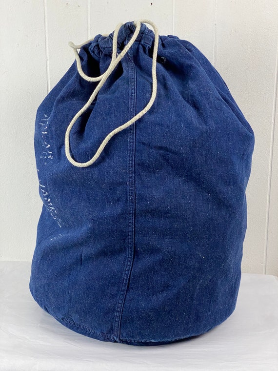 Vintage bag, 1950s denim bag, US Army bag, denim … - image 4