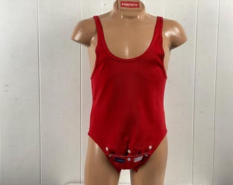 Vintage singlet, size 38, wrestling suit, 1950s one piece, vintage gym suit, red shorts, 1940s gym shorts, Mac Gregor, vintage clothing