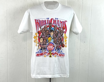 1989 Detroit Pistons World Champs T-Shirt, Bad Boys Era, Salem Sportswear Size Large