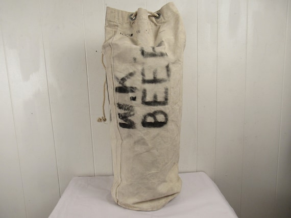 Vintage bag, duffel bag, canvas bag, U.S.N. duffel