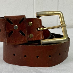 Vintage belt, leather belt, hippie belt, 1970s belt, motorcycle belt, rock and roll belt, cutout belt, vintage clothing, size large, 36&quot; 44&quot;