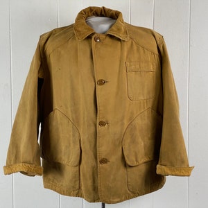 Vintage jacket, 1950s jacket, vintage hunting jacket, brown duck jacket, shooting jacket, hunting coat, vintage clothing, size large, XL