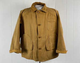 Vintage jacket, 1950s jacket, vintage hunting jacket, brown duck jacket, shooting jacket, hunting coat, vintage clothing, size large, XL