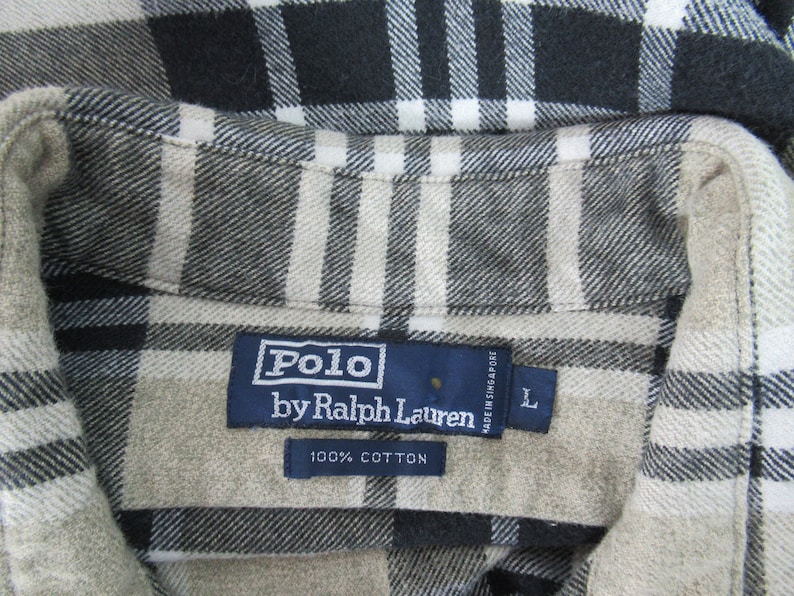 Vintage shirt, Polo Ralph Lauren shirt, cotton flannel shirt, plaid shirt, 1980s shirt, vintage flannel, vintage clothing, size large image 5