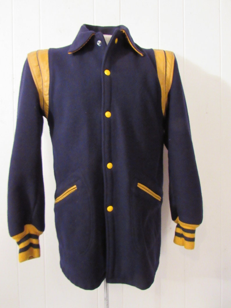 Vintage jacket 1940s jacket medium wool /& leather jacket vintage clothing 1940s car coat Sea Raiders
