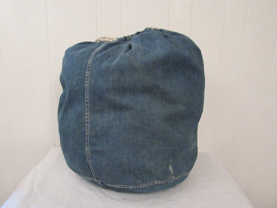 Vintage denim bag, duffle bag, denim duffel bag, … - image 3