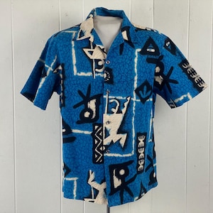 Vintage shirt, size large, Hawaiian shirt, vintage Hawaiian, 1960s shirt, barkcloth shirt, Ui-Maikai shirt, tiki shirt, vintage clothing