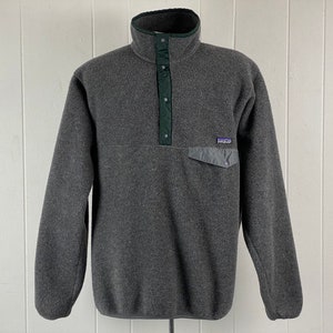 Vintage jacket, Patagonia jacket, gray Patagonia, 1980s Patagonia, green trim, Patagonia pullover, ski jacket, vintage clothing, size XL