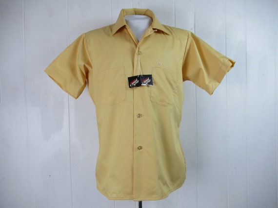 Vintage shirt, yellow shirt, 1960s shirt, top butt