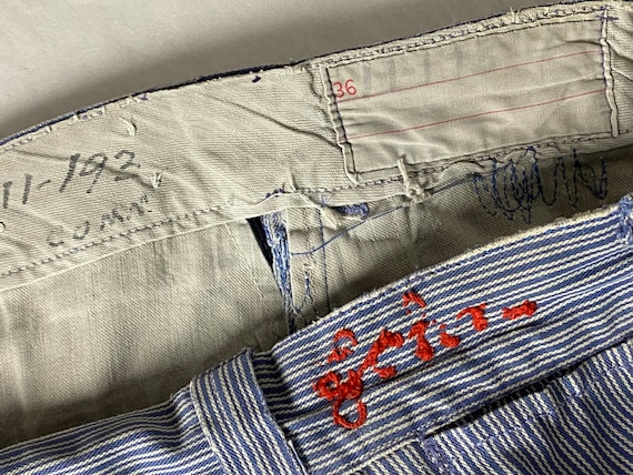 Vintage work pants, 36" X 28.5", 1930s pants, str… - image 10