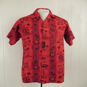 Vintage shirt, Hawaiian shirt, 1950s Hawaiian shirt, Tiki shirt, vintage clothing, size small