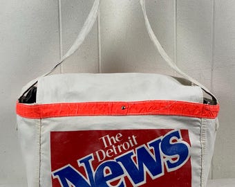 Vintage Newspaper Bag, Newsboy Bag, Detroit News Bag, Shoulder Bag