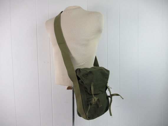Vintage bag, 1940s bag, shoulder bag, canvas bag,… - image 1
