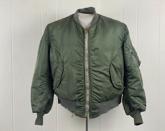 Vintage 80s 90s US Air Force Bomber Green Flight Jacket USAF