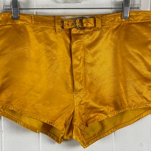 Vintage shorts, size 33, Satin shorts, 1930s shorts, basketball shorts, short shorts, 1930s gym shorts, gold shorts, vintage clothing