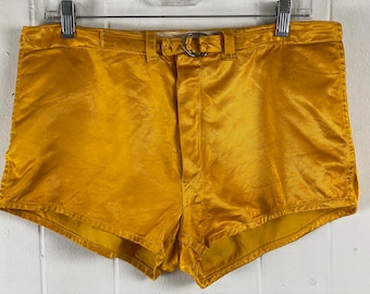 Vintage shorts, size 33, Satin shorts, 1930s shorts, basketball shorts, short shorts, 1930s gym shorts, gold shorts, vintage clothing