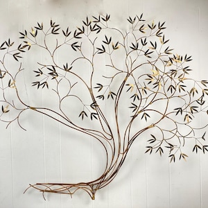 Large Jere sculpture, 5&#39; X 4&#39;, C. Jere Tree of Life, Jere art, brass copper metal wall sculpture, Brutalist, mid century modern art
