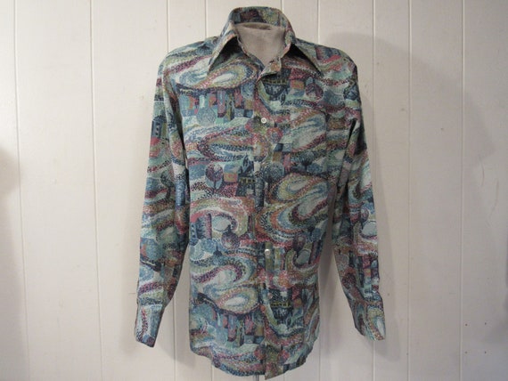 Vintage shirt, Disco shirt, 1970s shirt, retro shi