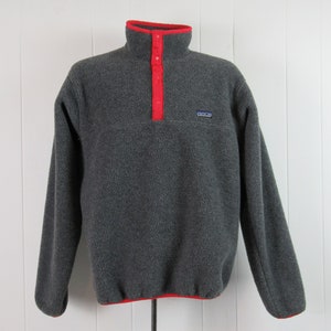 Vintage jacket, Patagonia jacket, gray Patagonia, 1980s Patagonia, red trim, Patagonia pullover, vintage clothing, size medium