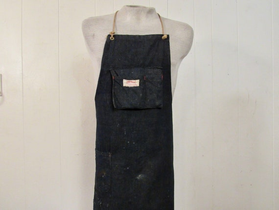 Vintage apron, denim apron, 1960s apron, vintage w