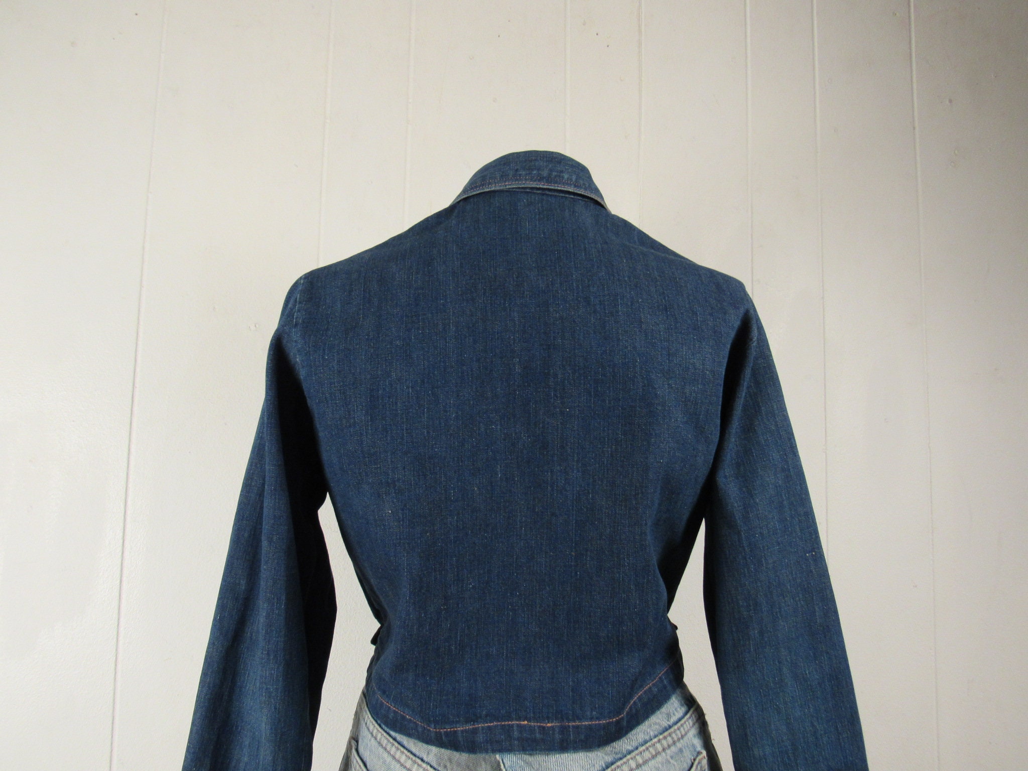 Vintage Jacket, Denim Jacket, 1960s Jacket, Zip Front Jacket, Mod