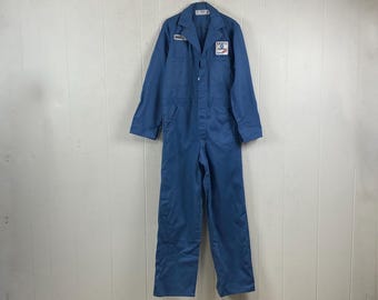 Dickies Vintage Coveralls Navy Blue Short Sleeve Talon Zipper '80s
