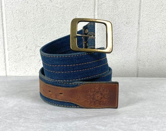 Vintage belt, 32" - 35", Levis belt, 1970s belt, leather belt, brown leather belt, hand tooled, vintage Levis, vintage clothing, size medium