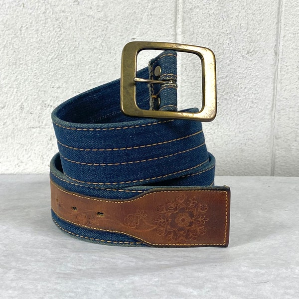 Vintage belt, 32" - 35", Levis belt, 1970s belt, leather belt, brown leather belt, hand tooled, vintage Levis, vintage clothing, size medium
