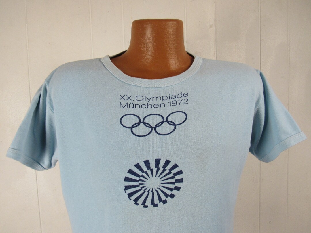 Vintage T Shirt, L, 1970s T Shirt, 1972 Olympics, Black