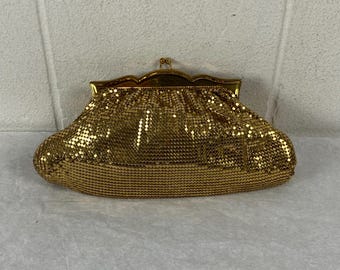 Bolso vintage, bolso de malla metálica, bolso de los años 60, clutch vintage, bolso Whiting and Davis, bolso dorado, ropa vintage