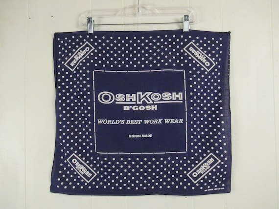 Vintage bandana, 1960s bandana, Osh Kosh bandana, blue bandana, vintage workwear, workwear advertisement, vintage clothing