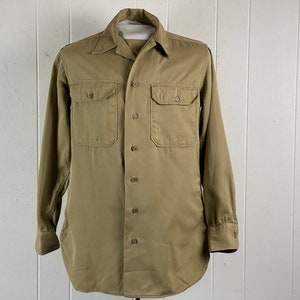 Vintage shirt, 1940s shirt, military shirt, WWII shirt, Army shirt, 40s shirt, khaki shirt, US Army, vintage clothing, size medium