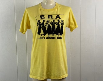 Vintage t shirt, size large, women's Lib t shirt, 1970s t shirt, E. R. A. t shirt, girl power, it's about time, vintage clothing