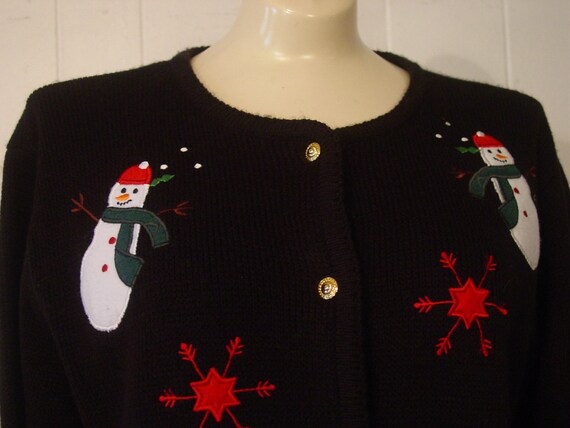 Ugly Christmas sweater, Vintage 1980s, cardigan, … - image 2