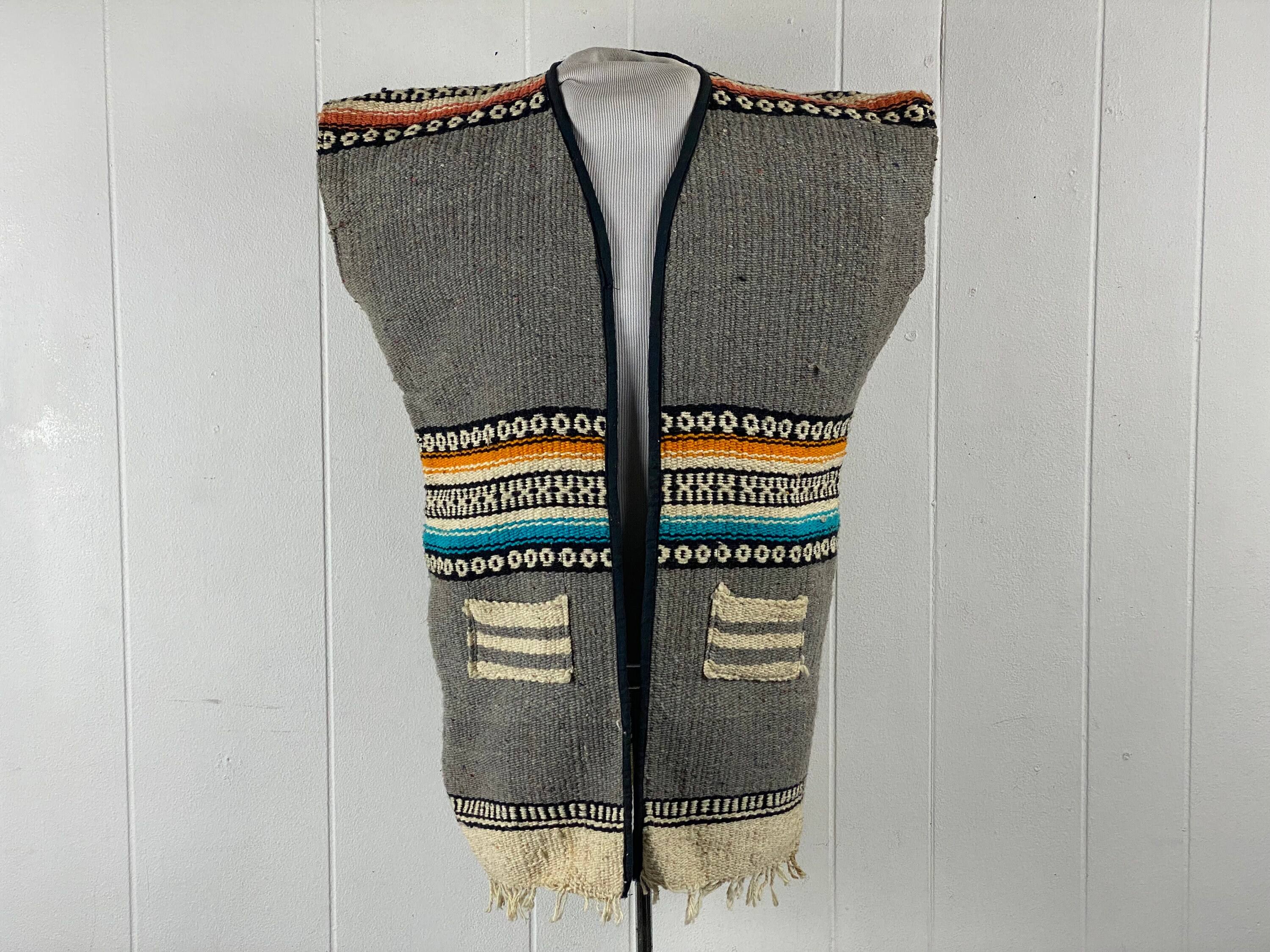 Vintage Vest Size Small Hippie Vest Mexican Blanket Vest 1960s
