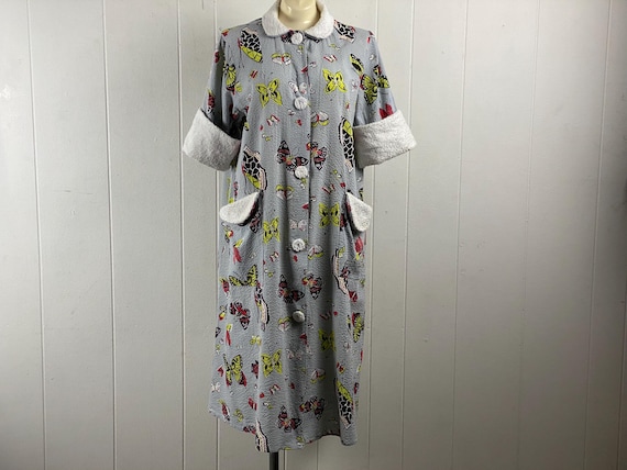 Vintage robe, size large, 1950s robe, butterfly r… - image 1