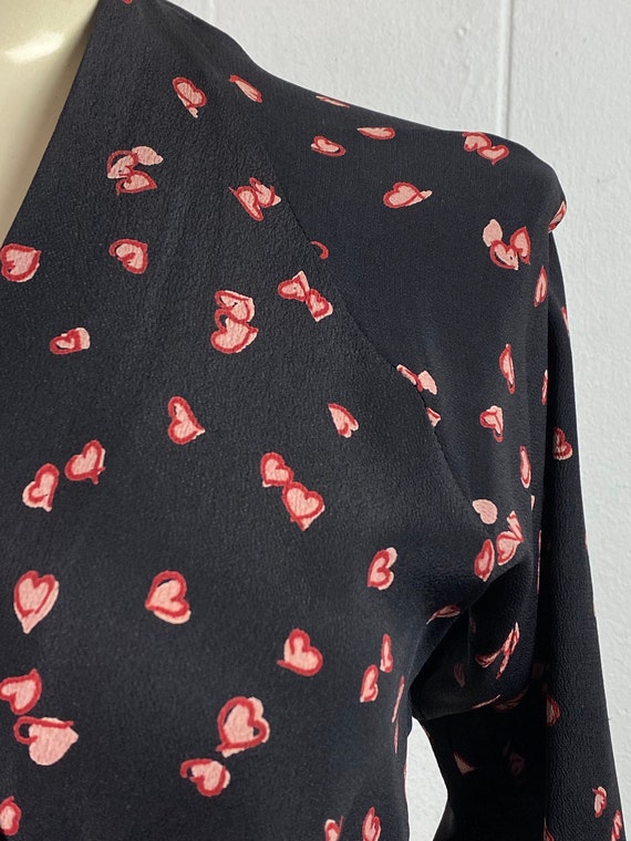 Vintage dress, 1940s dress, Hearts dress, Rayon d… - image 3