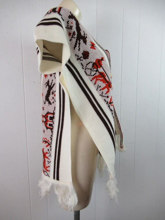 Vintage vest, 11970s top, knit poncho, hippy vest… - image 3
