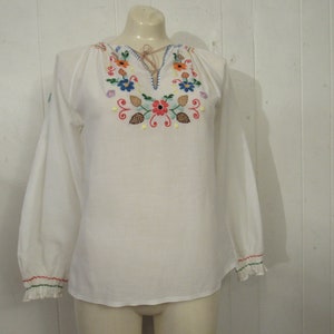 Vintage peasant blouse, hippy shirt, 1960s blouse, 1960s bohemian shirt, ethnic shirt, embroidered shirt, vintage clothing, size large
