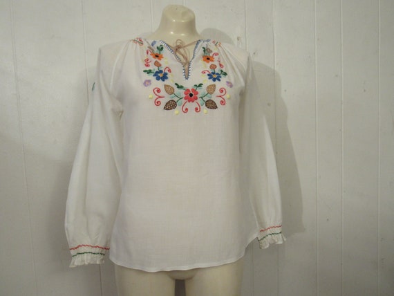 Vintage peasant blouse, hippy shirt, 1960s blouse… - image 1