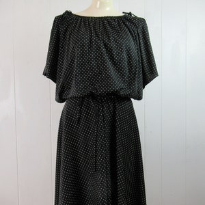 Vintage dress, disco dress, 1970s dress, polka dot dress, vintage clothing, size medium