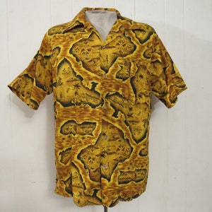 Camisa vintage, camisa hawaiana, camisa de 1950, hawaiano vintage, bucle de botón superior, ropa vintage, grande