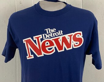 Vintage T Shirt, Size Large, 1980s T-shirt, the Detroit News