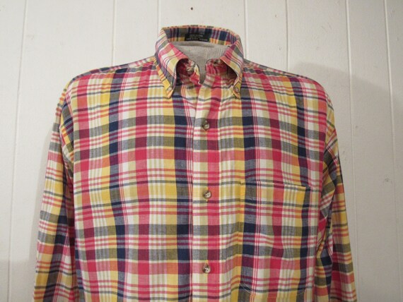 Vintage shirt, madras plaid shirt, madras cotton,… - image 2