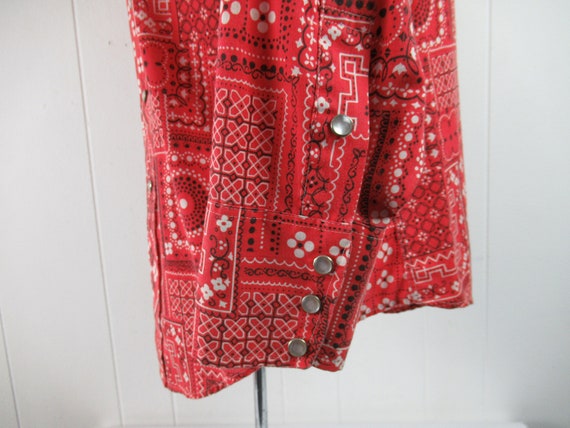 Vintage shirt, 1960s shirt, bandana shirt, cowboy shirt, western shirt, vintage clothing, size large View 4