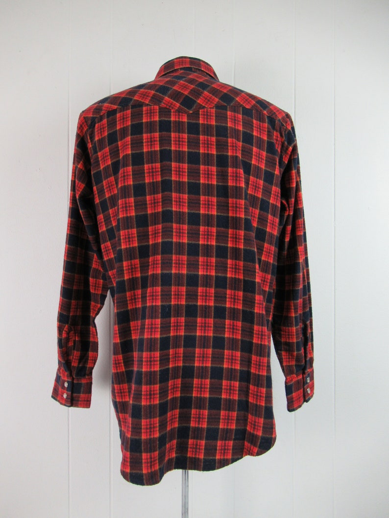 size medium vintage clothing plaid shirt cotton flannel shirt cowboy shirt 1970s shirt Vintage shirt