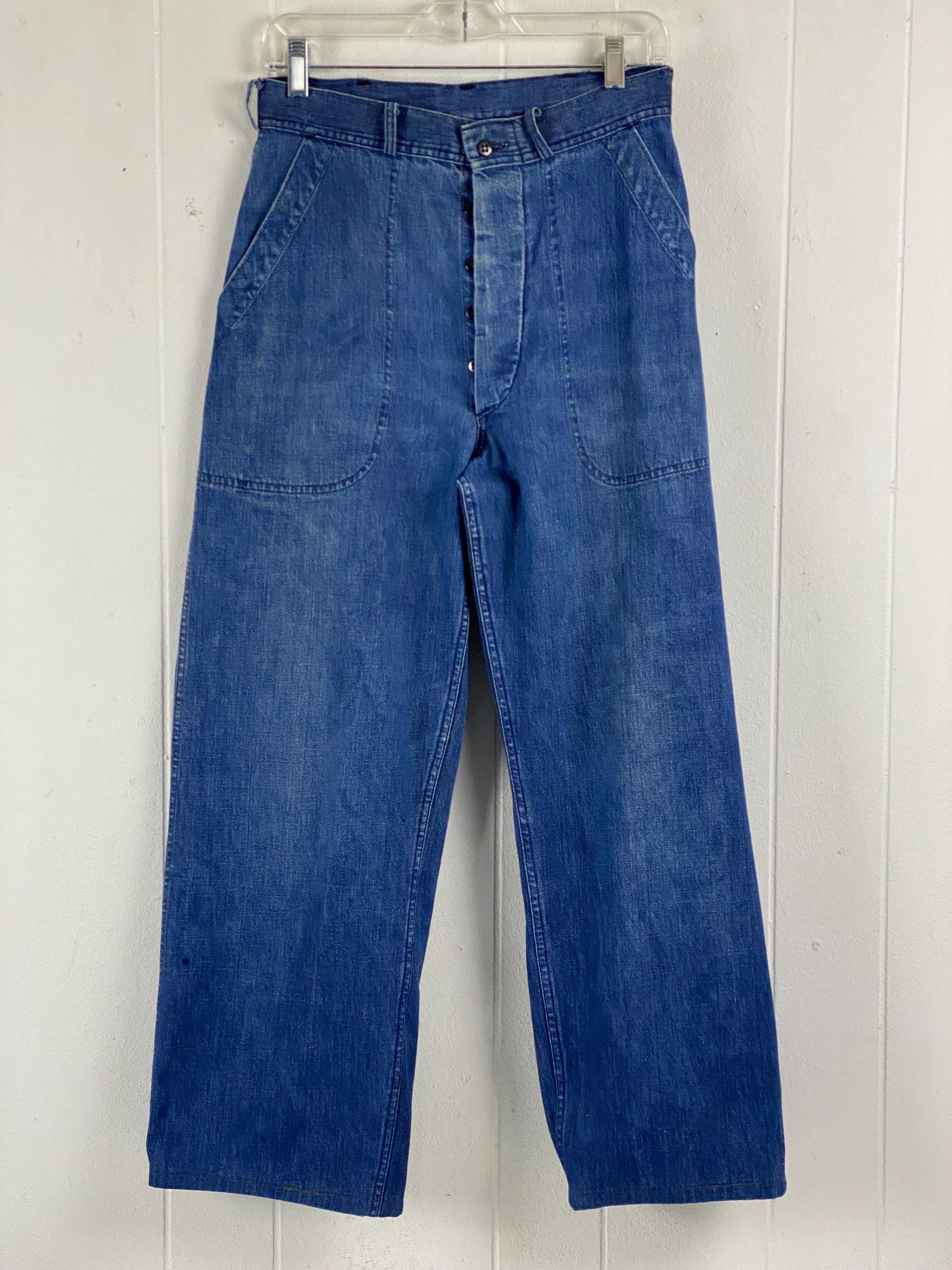Vintage Denim Pants, 29 X 28, U.S. Navy Pants, 1940s Denim
