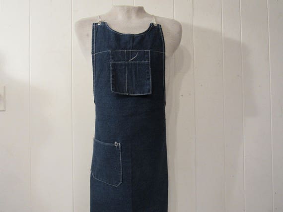 Vintage apron, denim apron, vintage workwear, wor… - image 1