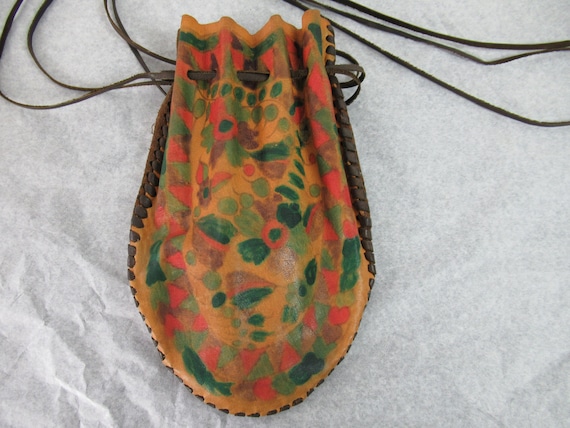 Vintage purse, ethnic purse, hand painted purse, M