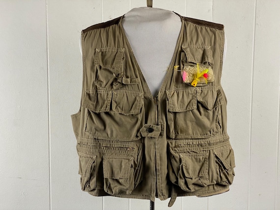 Vintage Vest, Size XL, Fishing Vest, 1960s Vest, L. M. Dickson